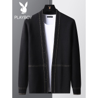 花花公子针织开衫男士毛衣秋季2021新款休闲外套修身韩版潮流外穿