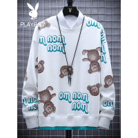 花花公子潮牌小熊卫衣男2021春季新款宽松长袖圆领上衣青少年潮流