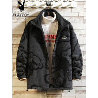 花花公子冬季新款羊羔绒外套男士潮牌两面穿棉衣冬装棉服保暖棉袄