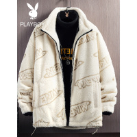 花花公子冬季新款颗粒绒棉服男立领潮流宽松男装羊羔绒上衣服外套