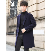 花花公子毛呢大衣男2021冬季新款潮流中长款英伦风男士呢子外套潮