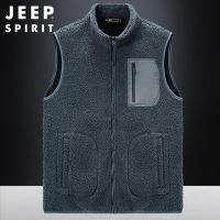 JEEP SPIRIT秋冬男马甲背心坎肩外套宽松抓绒保暖立领上衣7033