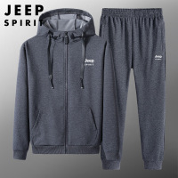 JEEP SPIRIT男运动套装2021春秋季新款百搭休闲连帽开衫卫衣1919