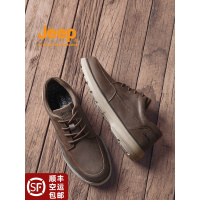 jeep男鞋春季新款百搭英伦风男士皮鞋真皮软底头层牛皮运动休闲鞋