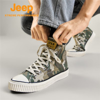 jeep吉普男鞋秋季休闲高帮迷彩情侣帆布鞋学生透气运动百搭布板鞋