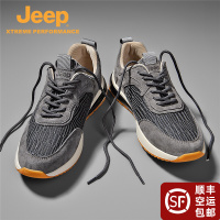 jeep男鞋2022年秋季透气旅游鞋子男士真皮厚底气垫软底运动休闲鞋