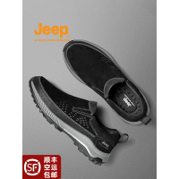 jeep男鞋新款真皮运动休闲鞋男轻便软底中老年爸爸鞋男士一脚蹬鞋