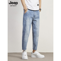 JEEP牛仔裤男宽松直筒2022新款春秋季休闲裤男装修身九分裤子男裤