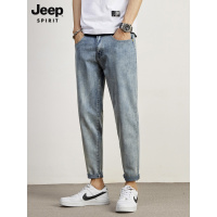 JEEP九分牛仔裤男宽松直筒2022新款春秋季休闲裤男装复古裤子男裤
