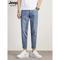 JEEP牛仔裤男宽松直筒2022新款春秋季男装休闲裤修身九分裤子男裤