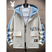 花花公子2022新款外套男春秋季工装夹克休闲宽松港风韩版潮流上衣