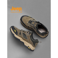 jeep男鞋2022新款透气真皮软底中老年运动爸爸鞋户外防滑登山鞋子
