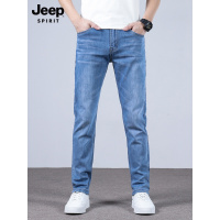 JEEP牛仔裤男士2022春秋季新款直筒宽松休闲裤潮流弹力男装长裤子