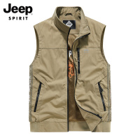 JEEP男士马甲2022新款早春户外背心上衣男装潮牌帅气网眼工装外套
