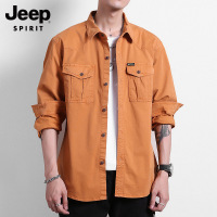 JEEP衬衫男2021秋冬新款休闲百搭外套男时尚潮牌男装纯色衬衣外套