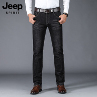 JEEP吉普牛仔裤男2021新款商务休闲长裤秋冬款黑色宽松直筒裤子潮