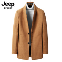 JEEP羊毛呢大衣男中长款2021年秋冬新款商务休闲挺括保暖外套男潮