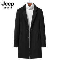 JEEP羊毛呢子大衣男2021秋冬休闲高档轻奢外套男中长款百男装大衣