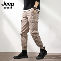 JEEP男士工装裤2022新款男裤春秋束脚宽松直筒时尚休闲长裤男潮流