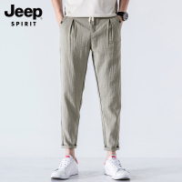 JEEP弹力休闲裤男2022夏季薄款冰丝直筒小脚男士九分裤潮流裤子男