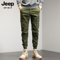 JEEP工装裤男2022新款春秋宽松直筒男士伞兵裤潮流多口袋休闲裤男