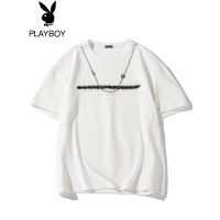 花花公子简约ins潮牌短袖T恤男港风圆领夏季宽松男士半袖打底体恤