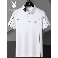 花花公子男装条纹短袖T恤春夏新款POLO衫男士商务字母印花上衣潮
