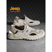 jeep凉鞋男款夏季外穿防滑透气防臭洞洞鞋男新款真皮开车包头凉鞋