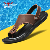 公牛世家皮凉鞋男2022新款夏外穿开车凉拖鞋潮两用男士休闲沙滩鞋