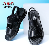 公牛世家皮凉鞋男2022新款夏外穿气垫软底凉拖鞋两用潮男士沙滩鞋