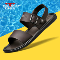 公牛世家皮凉鞋男真皮2022新款夏外穿罗马凉拖鞋潮男士休闲沙滩鞋