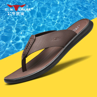 公牛世家人字拖男真皮2022新款夏外穿防滑户外凉拖鞋男士沙滩凉鞋