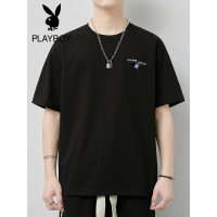 花花公子夏季字母印花短袖T恤男宽松原宿风ins潮流日系半袖复古潮