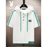 花花公子短袖T恤男士休闲圆领刺绣体恤青年潮流简约个性百搭新款