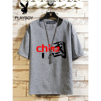 花花公子短袖T恤男2022新款中国风亚麻宽松大码男士潮流半袖上衣