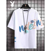 花花公子男装潮流字母印花夏季青年男士圆领休闲短袖T恤青年学生