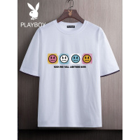 花花公子表情印花短袖T恤男夏季宽松字母半袖圆领体恤青年薄学生