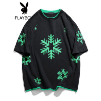 花花公子2022夏季新款男士韩版圆领短袖T恤潮流ins港风潮牌半袖男