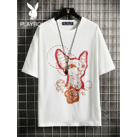 花花公子夏季新款男式动物印花短袖T恤百搭体恤男款休闲潮牌薄款
