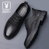 花花公子皮鞋男士真皮商务正装男鞋2022年夏季薄款透气大头休闲鞋