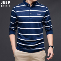 POLO衫新款休闲男装上衣条纹拼色长袖T恤商务男士2022秋冬男