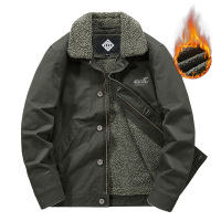 秋冬季保暖棉衣男翻领羊羔绒加绒加厚棉服中年棉袄外套2022男夹克