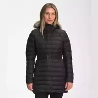 北面(The North Face)女士Transverse 550填充鹅绒 轻便保暖横向束腰 连帽长款羽绒服女