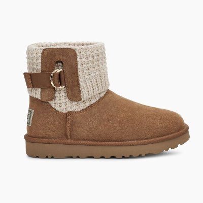 UGG 全球购 专柜正品 秋冬季女士经典低筒雪地靴 柔软针织鞋面 SOLENE MINI 经典保暖舒适冬季雪地靴女