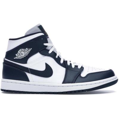 [限量]耐克 AJ1男鞋Jordan 1 Mid White Metallic 缓震透气舒适 运动实战篮球鞋男