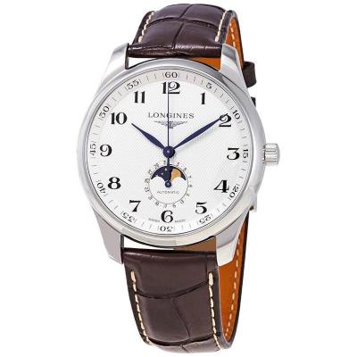 [官方正品]浪琴LONGINES 瑞士名表 大师级银色表盘棕色皮革男士手表 L29194783