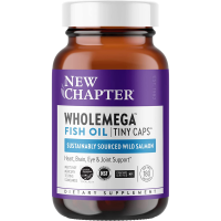 New chapter 鱼油补充剂 Wholemega鱼油Tiny Caps含Omega-3+维生素D3+虾青素180片