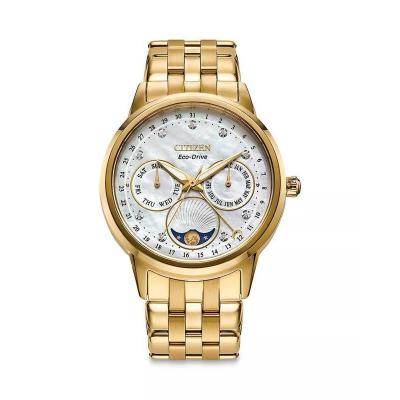 西铁城(CITIZEN)光动能珍珠母表盘金色不锈钢表带腕表 37 毫米 女士石英手表 全球购