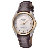 天梭(TISSOT)T-Classic 白色表盘皮革表带 32毫米女士自动机械手表 海外购T0352072603100