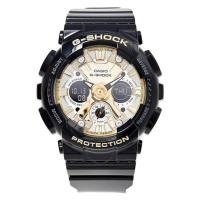 卡西欧(CASIO) G-Shock 闹钟世界时间石英模拟数字金色表盘百搭防水女士手表 GMAS120GB-1A